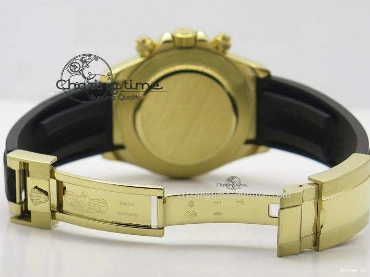 0105 Stylish Daytona YG BP Maker Gold Dial Sticks Markers On Rubber Strap A7750@ 4012